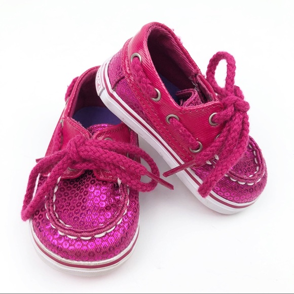 Sperry Other - Sperry Sequin Bahama Top-Sider Boat Shoe Pink Size 1